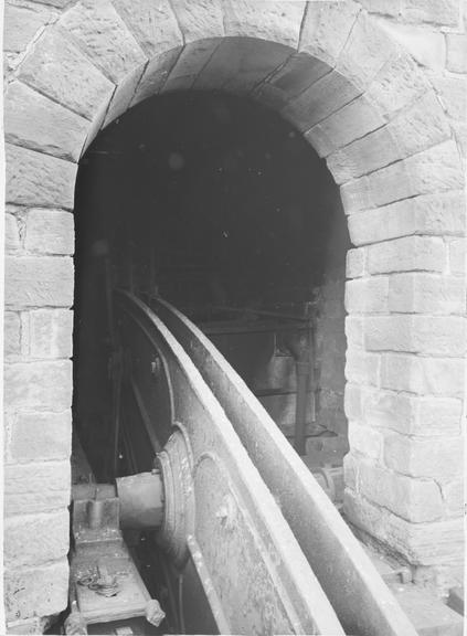 Works photographic negative of beam emerging from engine house