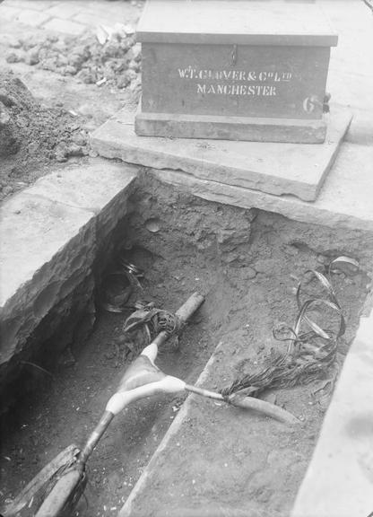 Works photographic negative of T-junction in trench, Bacup