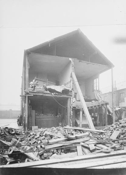 Works photographic negative of collapsed house, Salford