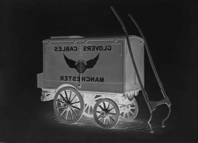 Works photographic negative of trolley mounted power pump set