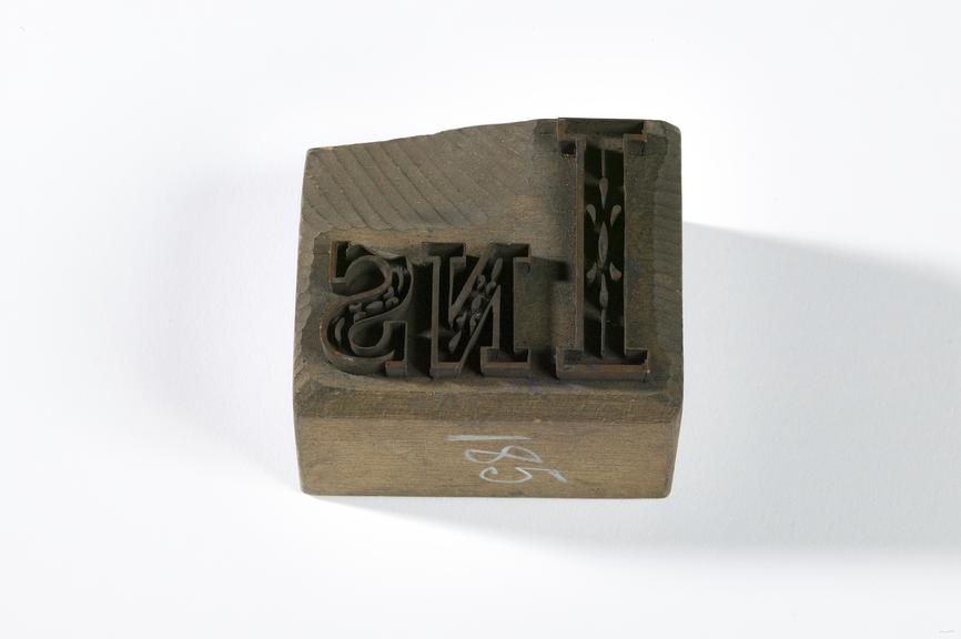 Textile printing block made by F.A. Woodyer, Manchester