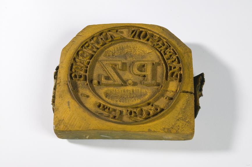 Textile printing block.
Photographed on a white background.