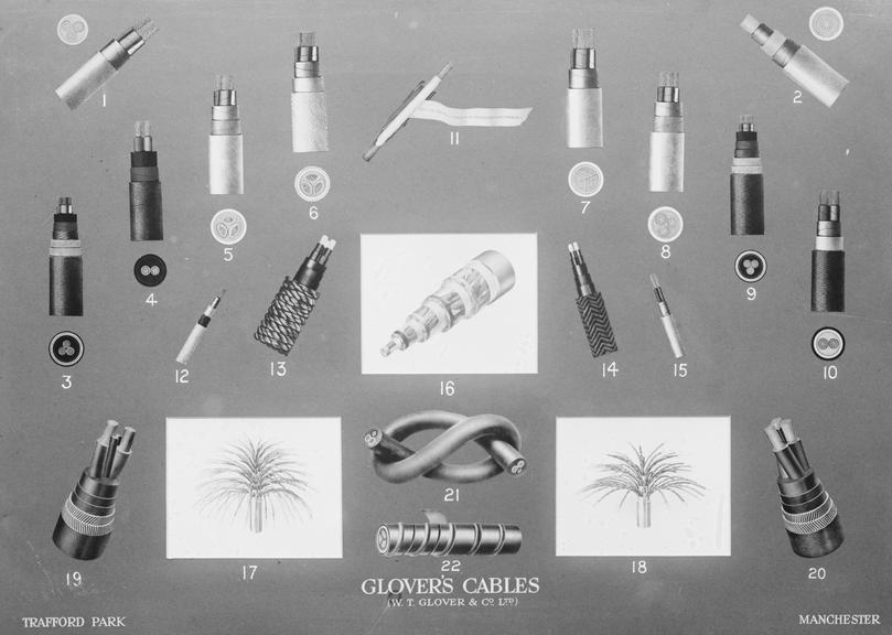 Works photographic negative of cable sections chart