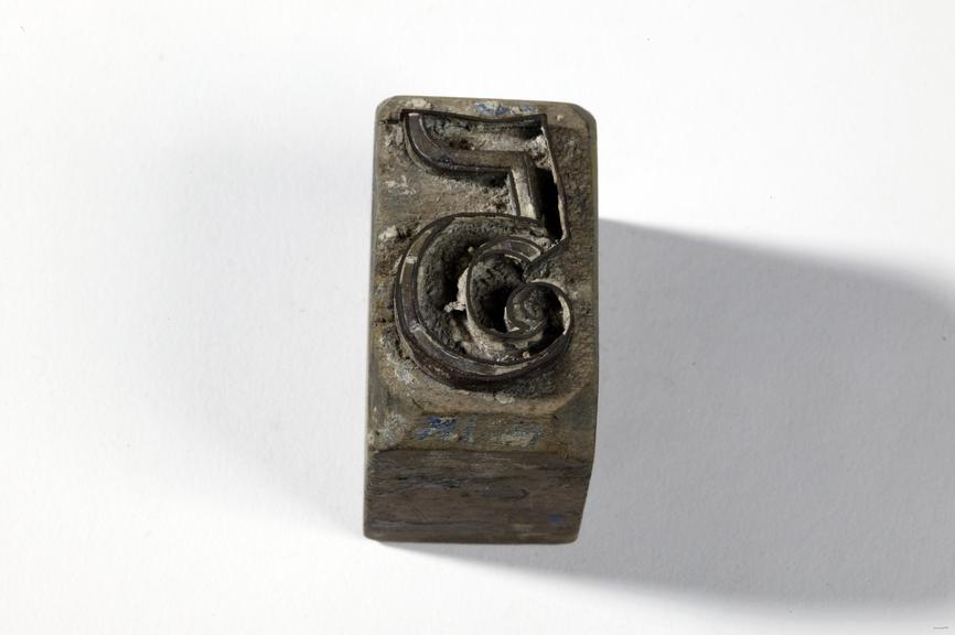 Number 5 textile printing block