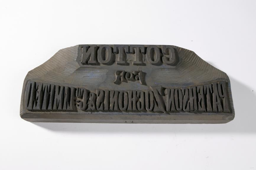 Textile printing block made by Shaw and Latham, Manchester