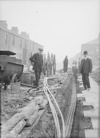 Works photographic negative of cables for troughing, Accrington