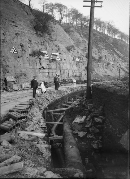 Works photographic negative of trench cutting, Rawtenstall