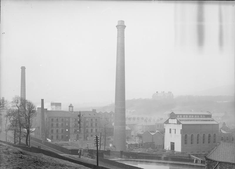 Works photographic negative of view across railway, Rawtenstall