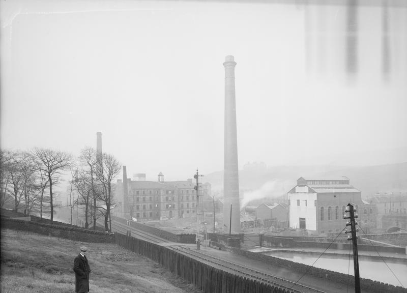 Works photographic negative of view across railway, Rawtenstall