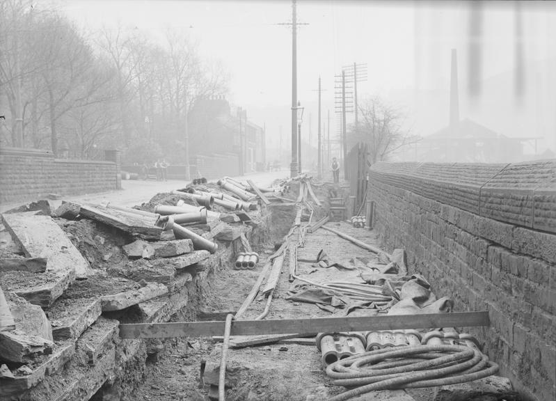 Works photographic negative of trench, Rawtenstall