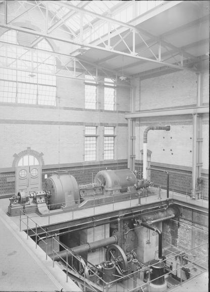 Works photographic negative of steam turbine and generator, Bury