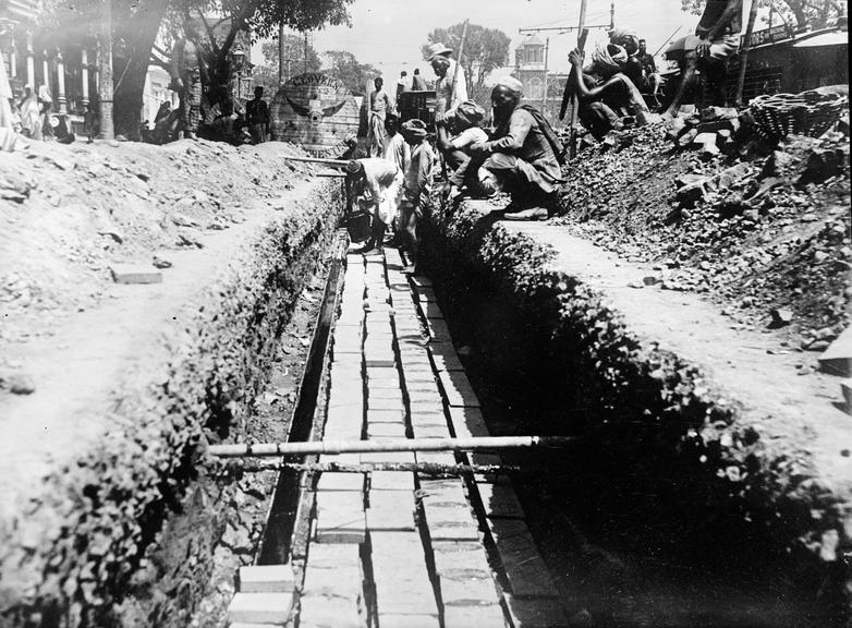 Works photographic negative of trench, Calcutta [Kolkata], India