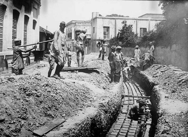 Works photographic negative of trench, Calcutta [Kolkata], India