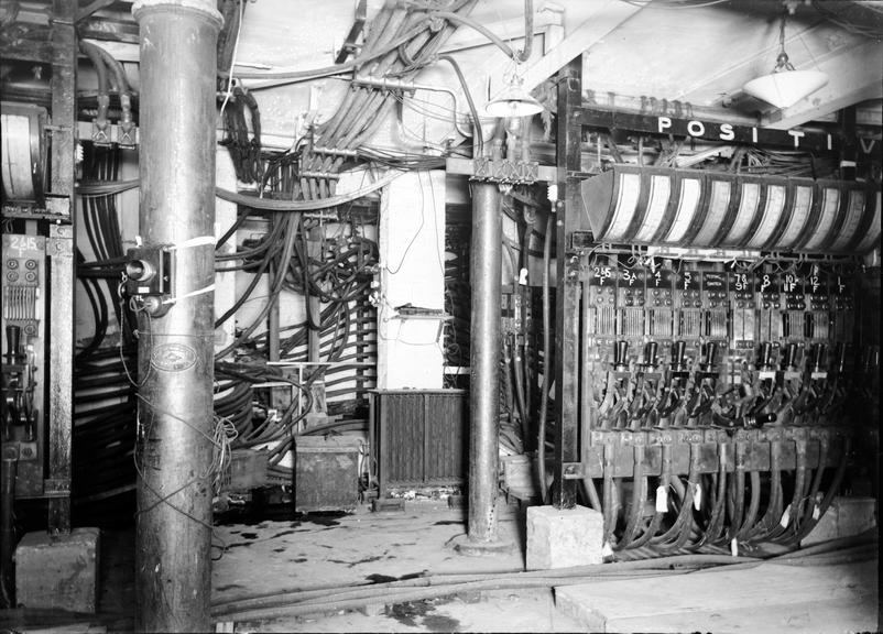 Works photographic negative of a temporary switchboard, Salford