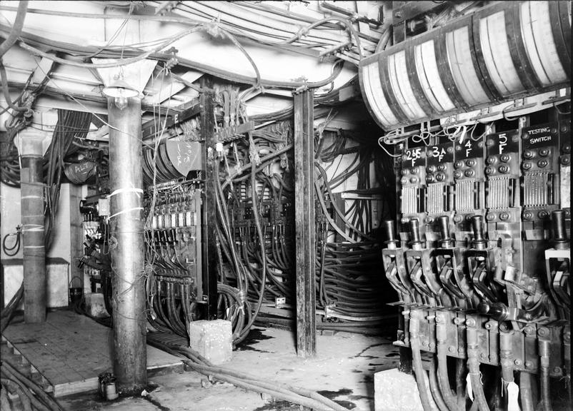 Works photographic negative of a temporary switchboard, Salford