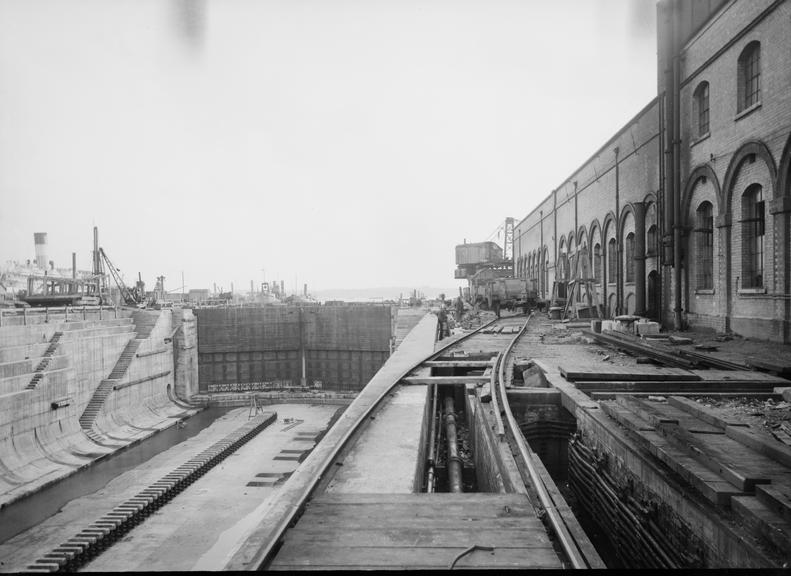 Works photographic negative of dry dock, Southampton Docks