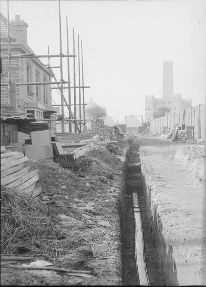 Works photographic negative of filled troughing