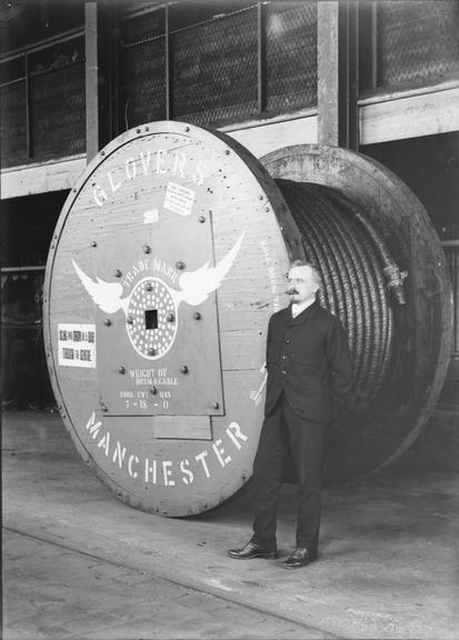 Works photographic negative of cable drum