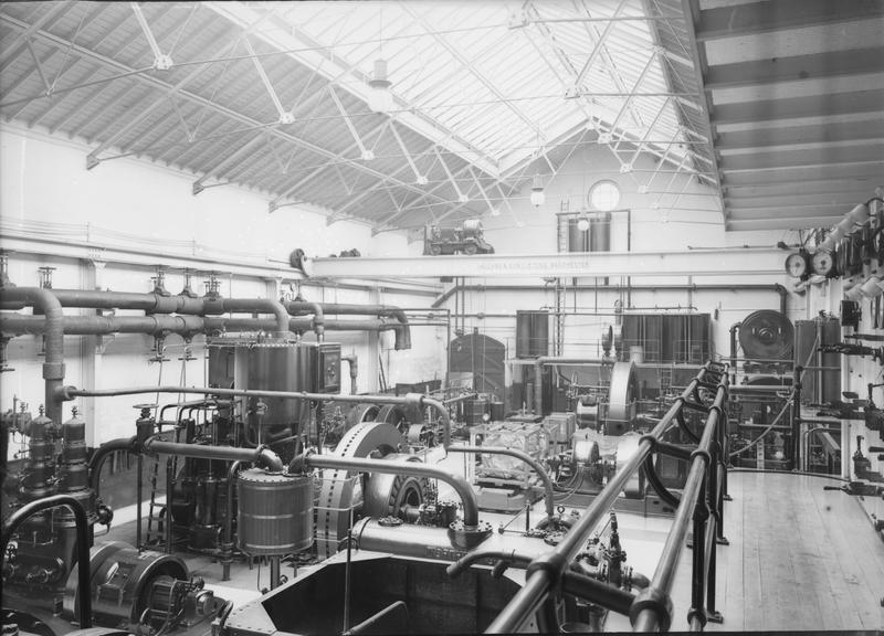 Works photographic negative of engine room