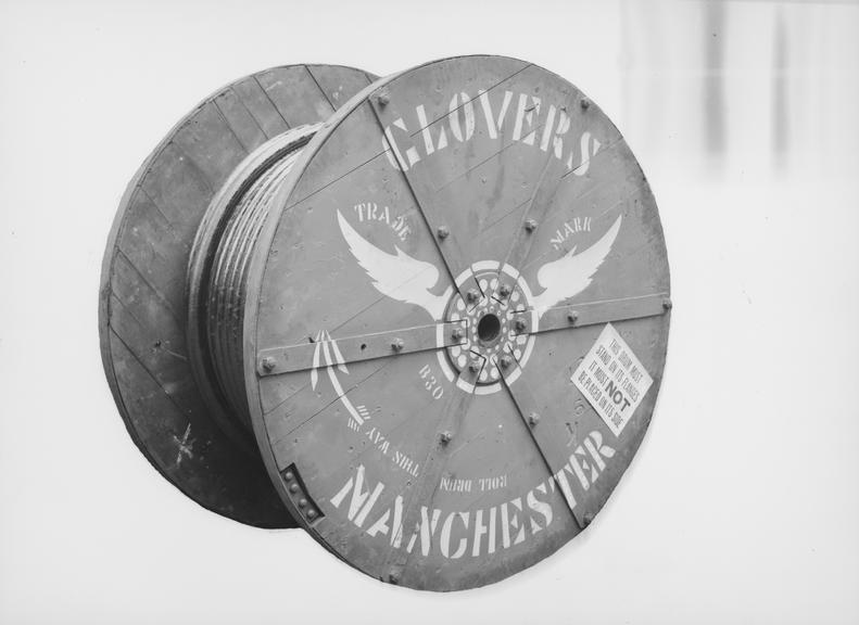 Works photographic negative of cable drum