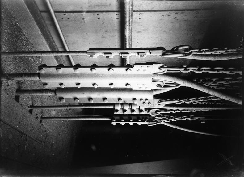 Works photographic negative of suspended cables, Pretoria Pit