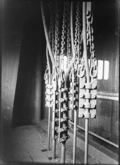 Works photographic negative of suspended cables, Pretoria Pit