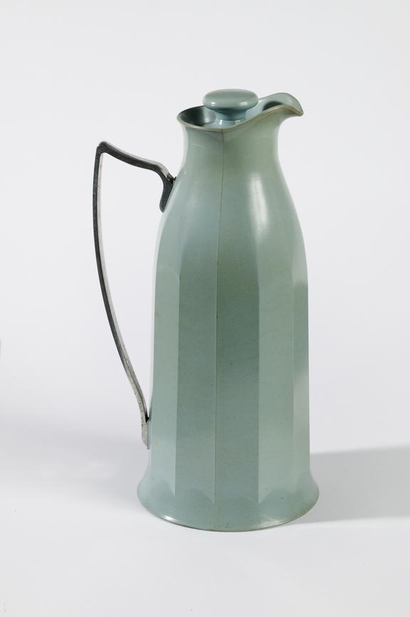 Green vacuum flask made by Thermos Ltd of London in around 1927