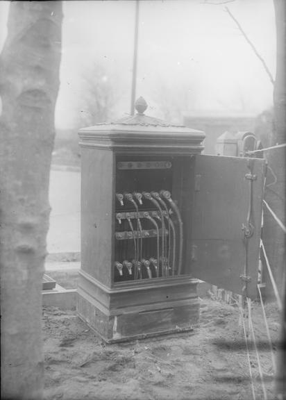 Works photographic negative of distribution pillar, Caldy