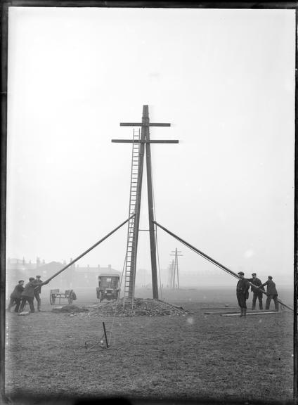 Works photographic negative of column raising