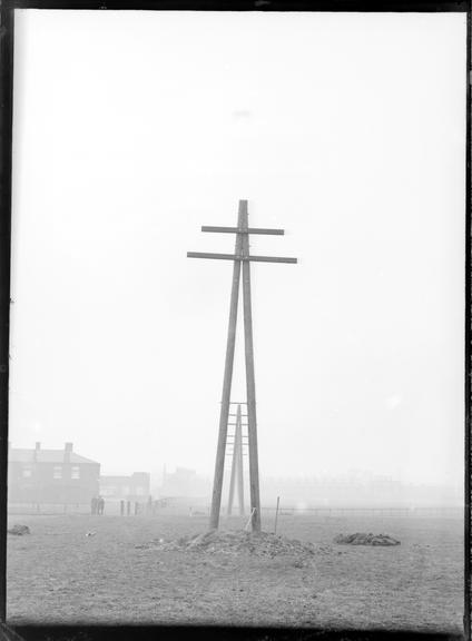 Works photographic negative of line of columns