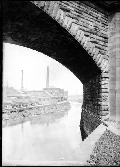 Works photographic negative of cables on viaduct