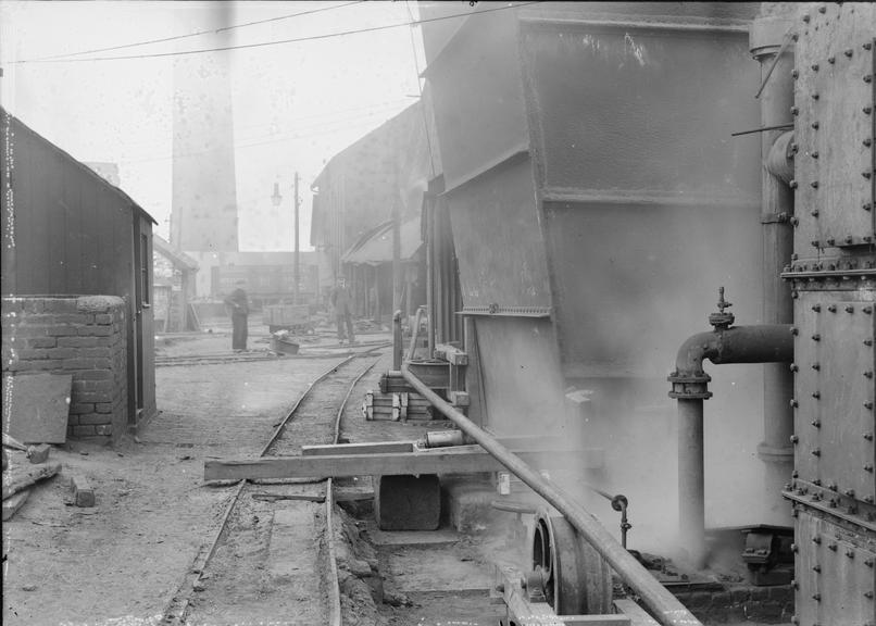 Works photographic negative of cable passing round pulley