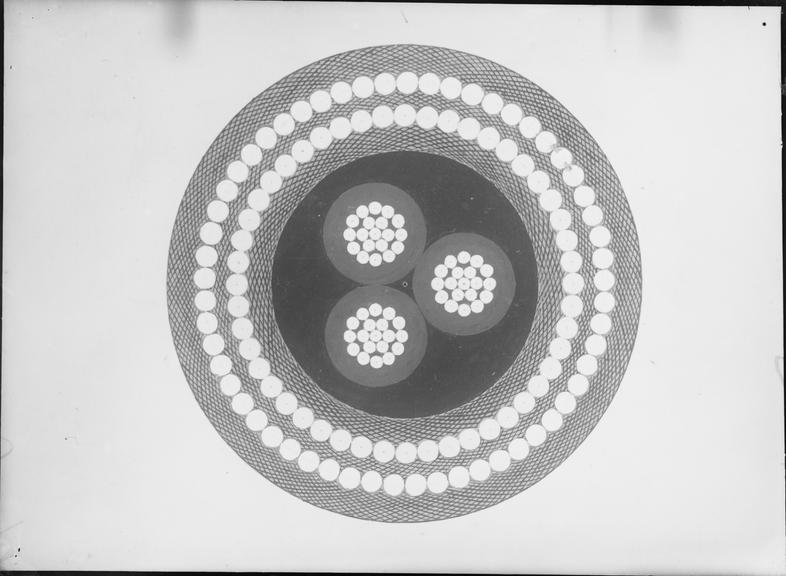 Works photographic negative of cable cross section