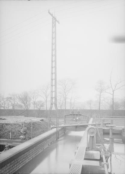 Works photographic negative of overhead transmission column