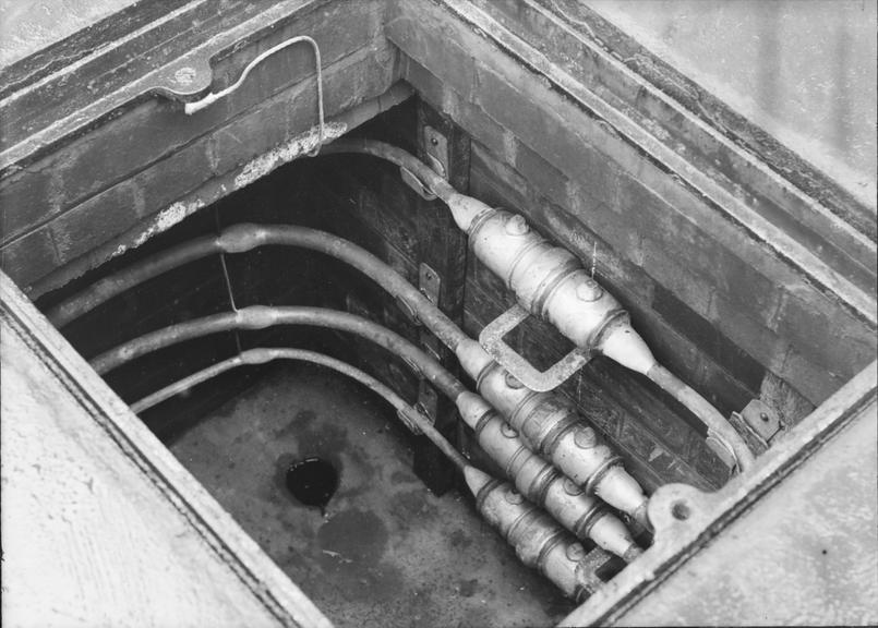 Works photographic negative of view into manhole, Rawtenstall