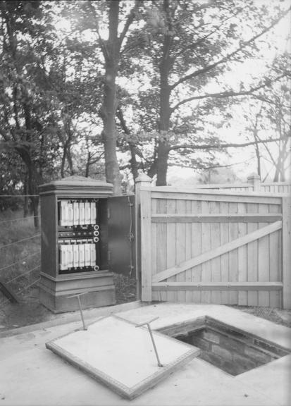 Works photographic negative of distribution pillar, Caldy