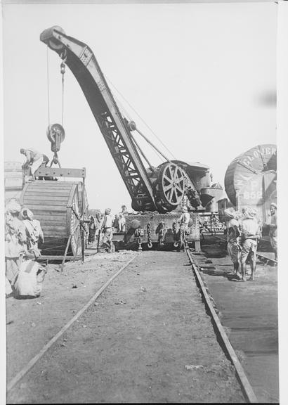 Works photographic negative of rail mounted crane