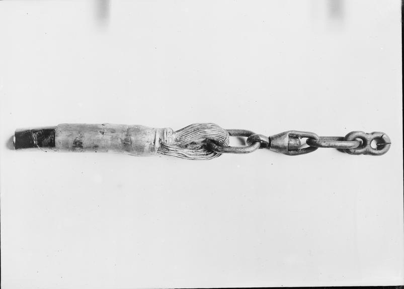 Works photographic negative of cable end attached to shackle