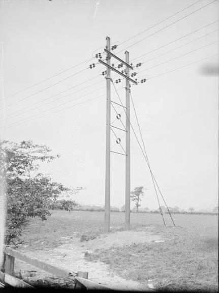 Works photographic negative of transmission line column