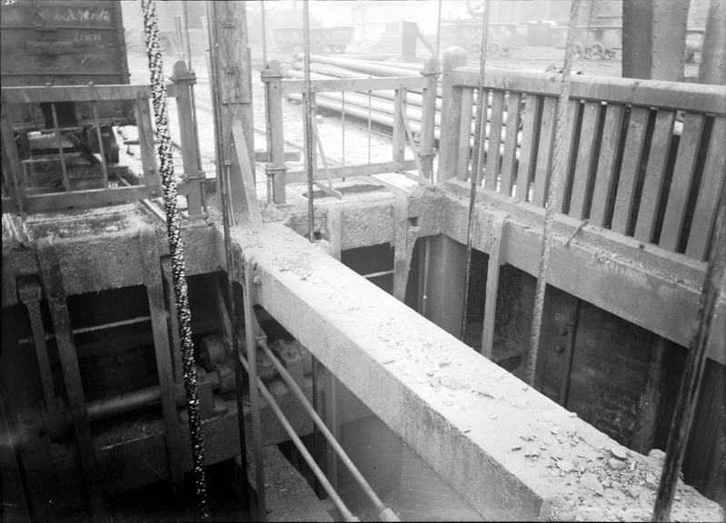 Works photographic negative of top of pit shaft