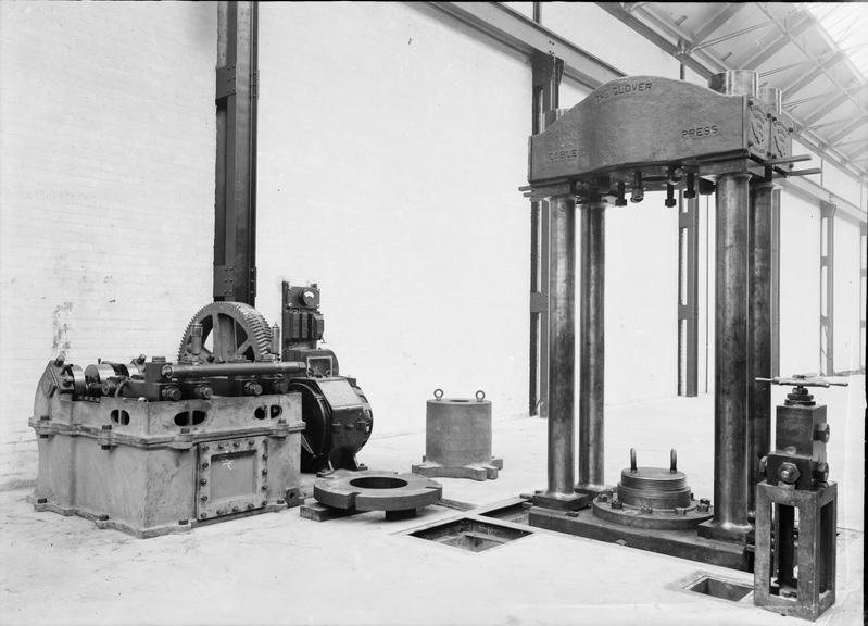 Works photographic negative of lead press in new bay