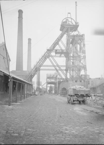 Works photographic negative of stone set yard