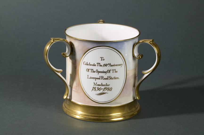 Three-handled mug commemorating the 150th anniversary of