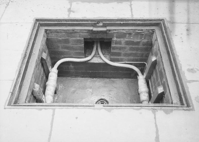 Works photographic negative of cables entering conduit, Oldham