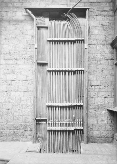 Works photographic negative of cable riser cabinet, Huddersfield