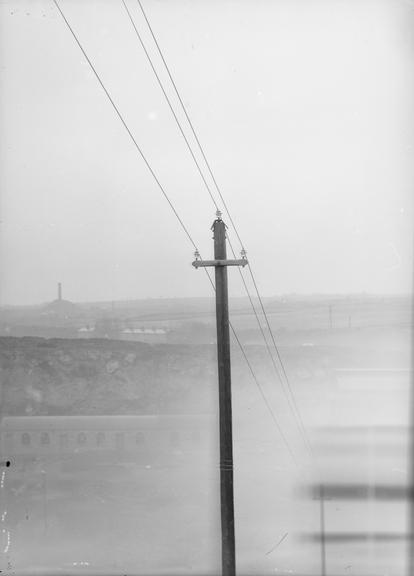 Works photographic negative of overhead cable