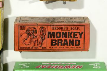 Monkey Brand soap. Soap contained in orange-coloured paper packaging