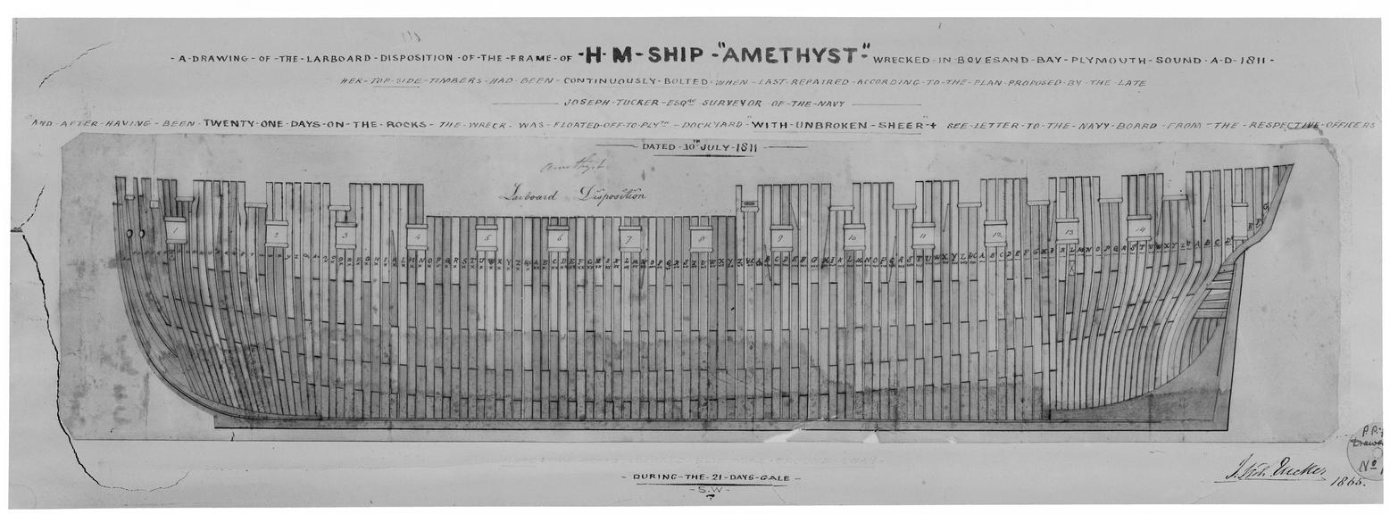 Drawing showing port disposition of the frames of H.M.S "Amethyst"