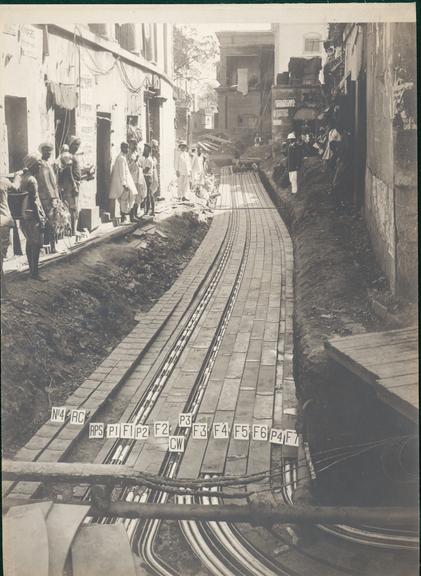 Works photographic negative of numbered troughs in trench