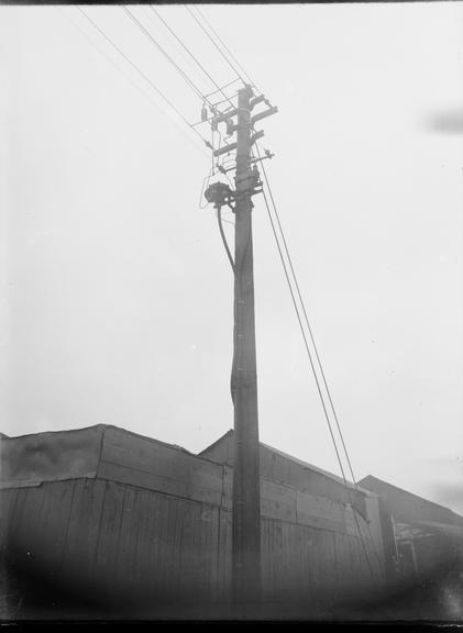 Works photographic negative of feed to overhead lines